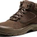 Furuian Steel Toe Boots for Men Women Comfortable Lightweight Work Boots for Men Slip Resistant High Top Steel Toe Safety Shoes Puncture Proof Indestructible Construction Shoes (12 Women/10.5 Men, Coffee)