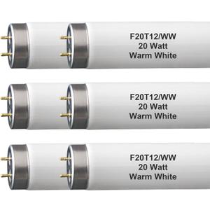 (6Pack) F20T12/WW T12 20W 2ft Fluorescent Tube Light Bulb,F20T12/DSW/RP Soft Warm White,24 inch, Premium Kitchen and Bath,1150 Lumen, 20 watt,3000K