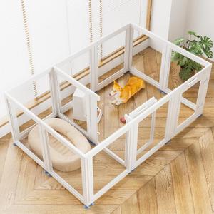 Clear Acrylic Dog Playpen Transparent Dog Playpen Indoor, Easy Assemble Clear Pet Pen for Puppy Bunny Cat Pig, Sturdy & Easy Cleaning Plastic Dog Puppy Fence