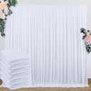 30x10ft Wrinkle Free White Backdrop Curtain for Parties Soft Fabric Drapes Wedding White Curtain Backdrop for Birthday Party Decorations Background for Photography 5x10ft, 6 Panels