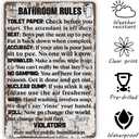Funny Vintage Metal Tin Signs, Bathroom Rules, Antique Bathroom Decor, Rustic Restroom Art, Potty Humor Metal Tin Signs, Rustic Farmhouse Wall Decor, Housewarming Gift, 11.8 * 7.9Inch