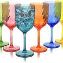 15 Ounce Plastic Wine Glasses Set Of 6,Unbreakable Acrylic Wine Glasses,Reusable Colored Plastic Goblets Stackable,Dishwasher Safe Bpa Free Ideal For Parties