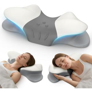 beslovo Cervical Neck Pillow for Pain Relief, Ergonomic Side Sleeper Pillow for Sleeping, Orthopedic Neck Support Contour Memory Foam Pillow for Side Back Stomach Sleepers, Ideal for Office Travel