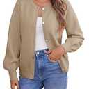 Saodimallsu Womens Button Down Cardigan Sweaters Crew Neck Long Sleeve Open Front Loose Fall Soft Knit Sweater Coats Khaki, XL