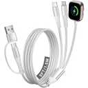 Cruise Travel Essentials 2026, 3 in 2 Multi Charging Cable/Cord with IP/USB C/iWatch Charger, Travel Chargers for Multiple Devices, Compatible with iWatch Series/iPhone 17-8/iPad/AirPods 5FT