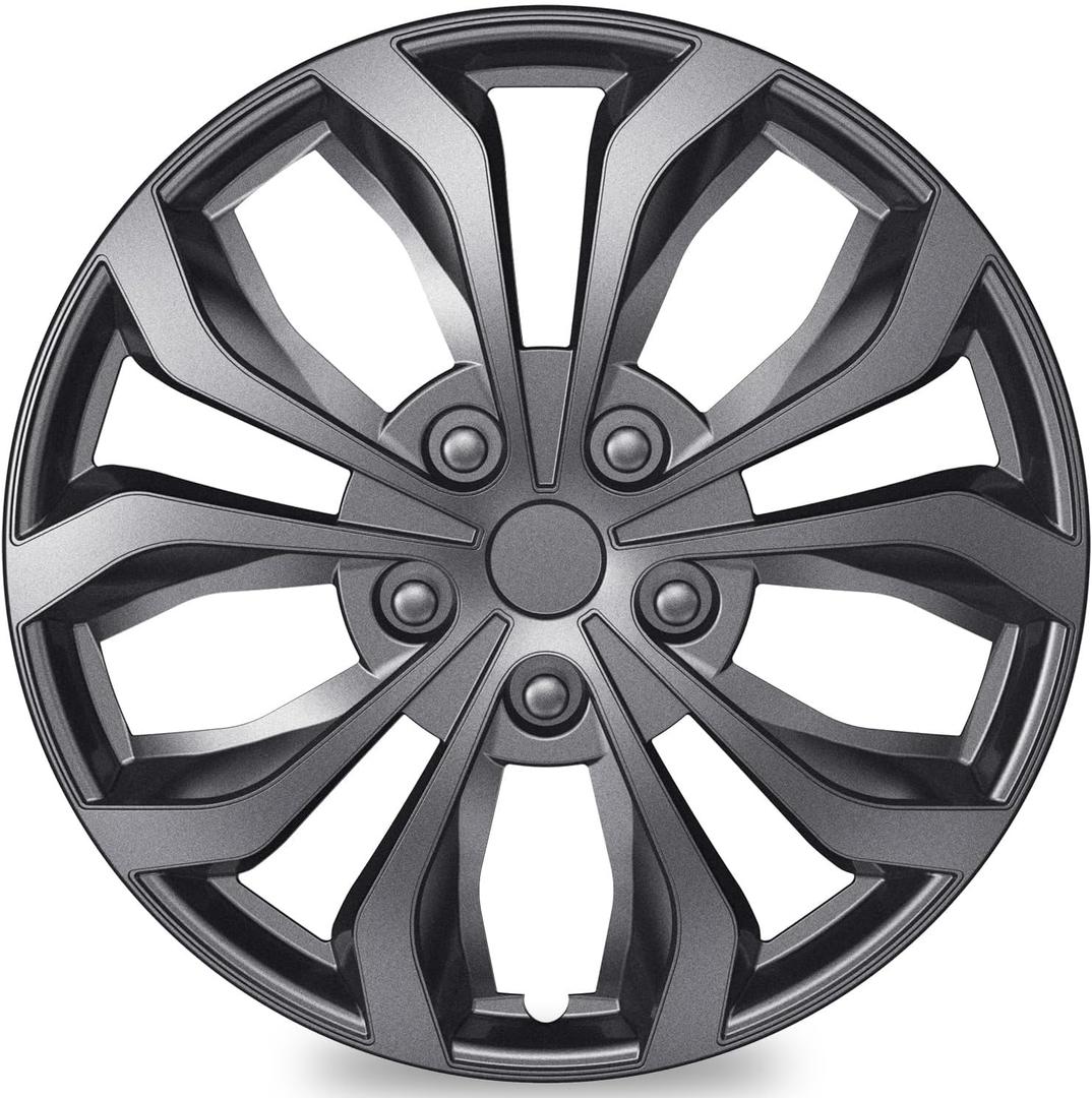 TangMiGe 4-Pack Universal Hubcaps Wheel Covers Replacement R14, Steel Wheel Rim Cover for Most Cars Trucks Sedans SUV, 14" 14 in Hub Caps (Gray Color, 14 inch)