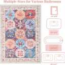Yinhua Small Bathroom Rug Washable, 18x26 Inch Boho Bathroom Rugs Non Slip, Absorbent Vintage Bath Mat Soft Shaggy, Colorful Bath Mat Quick Dry for Sink Shower Bathtub