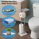 Toilet Paper Holder with Shelf, Free Standing Toilet Paper Holder with Storage - Toilet Paper Stand for Holding Extra 3 Rolls, Tissue Holder for Bathroom (Brushed Nickel with Marble Base)