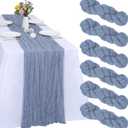 6 Pack Dusty Blue Cheesecloth Table Runner 10FT Cheese Cloth Boho Fabric Table Runner 35 x 120 Inch Rustic Sheer for Spring Holiday Wedding Baby Shower Party Decoration(Dusty Blue)