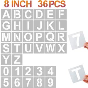 YEAJON 8 Inch Letter Stencils and Numbers, 36 Pcs Alphabet Art Craft Stencils, Reusable Plastic Templates for Wood, Wall, Fabric, Rock, Signage, DIY Art Projects