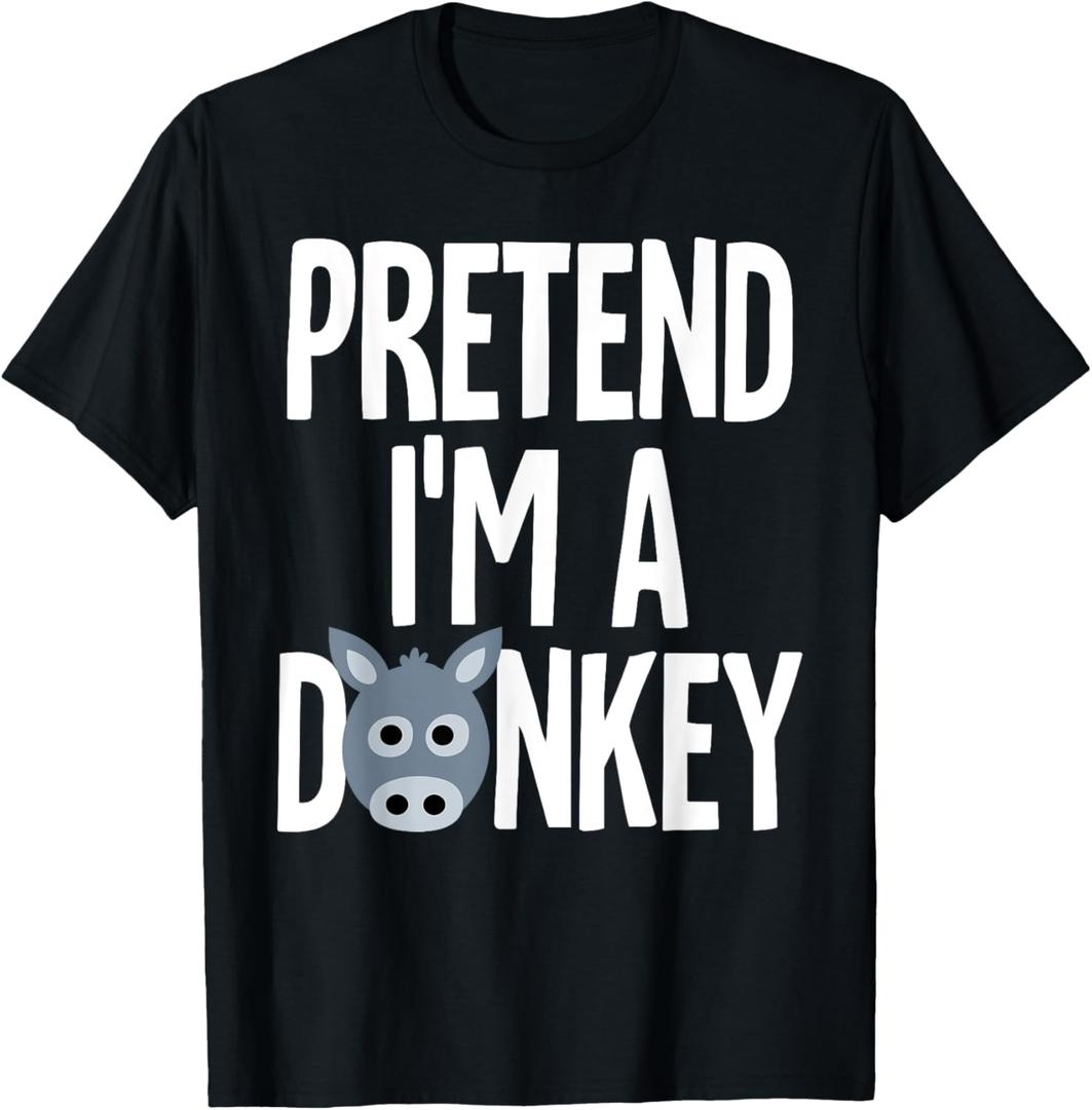 Pretend I'm A Donkey Funny Lazy Halloween Animal Costume T-Shirt 3XL