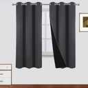 Dark Grey 100% Insulated Blackout Curtains 63 Inches Long for Bedroom Room Darkening Thermal Black Out Window Drapes with Grommet, 2 Panels, 42 x 63 Inch