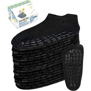 Simply Kids Baby Non-Slip Ankle Socks  Superior Grip, Soft Cotton, for Active Toddler Girls & Boys (Ages 0-7) (1-3T, Black)