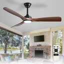 Depuley 52-Inch Ceiling Fan with Light: Walnut 3 Blade Outdoor Fans for Patios - Dimmable Indoor Fan with Remote APP Control Ultra Quiet DC Motor Reversible 6 Speed Timer