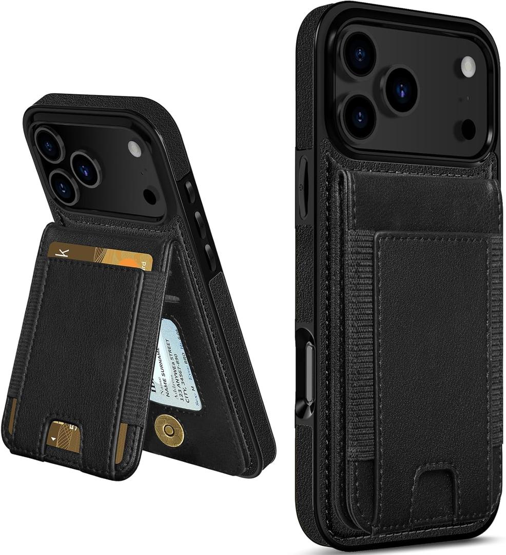 LOHASIC Wallet Case for iPhone 17 Pro (6.3), Card Holder Case with RFID Blocking, Holds up to 5 Cards (Better for 34), PU Leather Protective Flip Cover with Kickstand, for Men Women Black