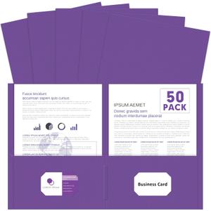 Two Pocket Folders, PANDRI 50 Pack 2 Pocket Folders, Letter Size Paper File Folder for School Office Home Business, Purple