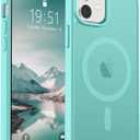 SUPFINE Magnetic for iPhone 12 Mini Case & iPhone 13 Mini Case (Compatible with MagSafe) (Military Grade Drop Protection) Slim Translucent Matte Shockproof Phone Cover,Blue Green