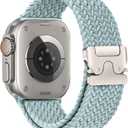 Braided Solo Loop for Apple Watch Ultra 3/2 Bands 49mm 46mm 45mm 44mm 42mm Men/Women,Parachute Buckle Stretchy Elastic Nylon Sport Strap Wristband for iWatch Bands Series 11 10 9 8 7 6 5 4 3 SE3/2 (11-Light blue)
