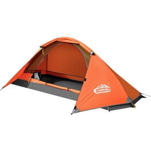 camppal 1 Person Tent for Camping Hiking Mountain Hunting Backpacking Tents 4 Season Resistance to Windproof Rainproof and Waterproof (Orange)