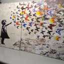 Colorful Graffiti Wall Art Funny Butterfly Paintings Banksy Street Art Mural Pop Art Home Office Wall Decor Framed Canvas Wall Decor for Living Room Ready to Hang - 24x36inchx3Pcs