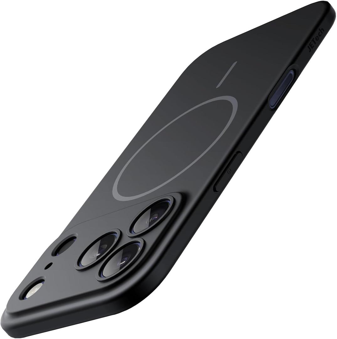 JETech Magnetic Slim Case for iPhone 17 Pro Max 6.9-Inch, Compatible with MagSafe, Ultra-Thin Lightweight Minimalist Phone Cover with Matte Finish and Full Camera Lens Protection (Black)