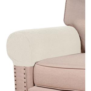 Turquoize Stretch Armrest Covers for Chairs and Sofas Couch Arm Covers for Sofa Spandex Jacquard Armrest Cover Anti-Slip Furniture Protector Armchair Slipcovers for Recliner Set of 2, Cream