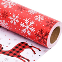 Linelglobal Christmas Wrapping Paper Long Roll Vantage Christmas Tree, Reversible Roll Two Side Wrapping Paper 30x390 Inch - Deer Plaid, Pattern May Vary