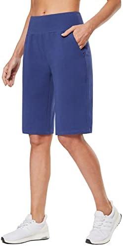 baleaf Womens 12" Long Bermuda Shorts Knee Length Cotton Athletic Shorts Sweat Casual Lounge Walking Summer 3XL