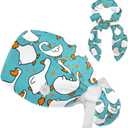 Scrub Cap with Scrunchies, Rainbow Working Hat Hair Cover, Elastic Bandage Tie Back Hats for Women (Multicoloured 25)