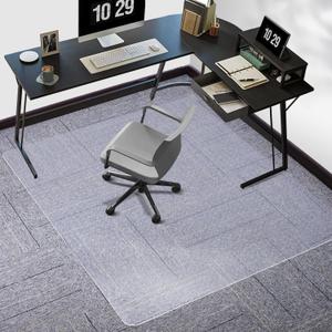 Tydle Chair Mat for Carpet, 60" x 46" Chair Mat for Carpeted Floors, Non-Slip Computer Under Desk Plastic Floor Mat for Work Gaming Chairs, Heavy Duty Carpeted Floor Protector for Home Office (Clear)