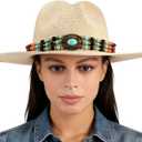 CHIC DIARY Western Cowboy Hat Band Replaceable Hat Belt for Men Women Panama Hatbands with Turquoise