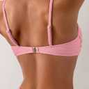 ZAFUL Women Push Up Bandeau Bikini Top Strapless Swimsuit Solid Twist Front Bathing Suits Tube Top (Large, 2-pink)