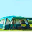 KTT Extra Large Tent 14 Person,Family Cabin Tents,2 Rooms,3 Doors and 3 Windows with Mesh,Straight Wall,Waterproof,Double Layer,Big Tent for Outdoor,Picnic,Camping,Family Gathering