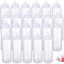 24 Pcs 32 oz Squeeze Bottle Large Plastic Wide Mouth Squeeze Bottles for Condiment Sauces Chocolate Ketchup Mustard BBQ Grill Restaurant (Clear)