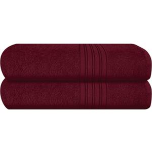 BOUTIQUO 100% Cotton 2 Pack Bath Towel Set 28x55, Eco-Friendly Large Bath Towels, Compact Quickdry Lightweight Soft & Highly Absorbent Bath Towel, Ideal for Everyday Gym Travel Camp Pool - Burgundy