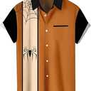 WHO IN SHOP Men's Halloween Shirts Cute Scary Horror Short Sleeve Button Up Shirt (X-Large)