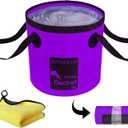 AUTODECO Collapsible Bucket 5 Gallon Container Folding Water Bucket Portable Wash Basin 20L (Purple)