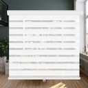 LUCKUP Cordless Zebra Blinds Roller Shades for Window-Dual Layer Sheer Blinds Light Control with Valance Day Night Privacy Light Filtering Fabric, 18" W x 48" H, White