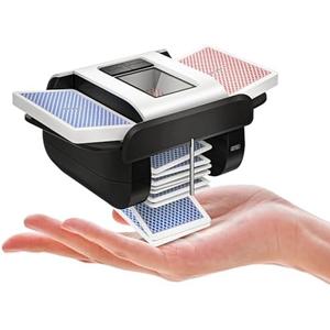 KPAW Automatic Card Shuffler Machine - 1-2 Decks Low Noise Shuffler, Rechargeable & Portable, One Press Shuffling, Automatic Card Shuffler for Texas Hold'em, Skip-Bo, Poker, UNO, Phase 10