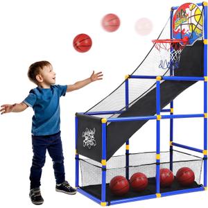 Kiddie Play Toy Basketball Hoop Arcade Game Set | with 4 Balls & Air Pump, Indoor Outdoors Sports Toys for Kids