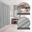 River Dream No Hook Hotel Cloth Grey Shower Curtain Soft Microfiber & Waterproof - Fabric Shower Curtain or Liner, Washable & Bottom Magnets, Gray, 71x74