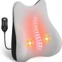 COMFIER Lumbar Support Pillow for Office Chair, Heated Back Support Pillow with 3 Vibration Modes & 3 Intensities, Ergonomic Back Support Cushion for Car,Recliner,Gaming Chair (Classic Gray)