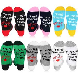 SATINIOR  Funny Teacher Socks Gifts for Teacher If You Can Read This Teacher Is Off Duty Novelty Thanks Crew Socks One Size 6 - 11 One Size 6 - 11