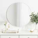 White Round Mirror, 24 Inch Circle Bathroom Vanity Mirror for Wall, Modern Tempered Glass Mirror for Entryway or Living Room