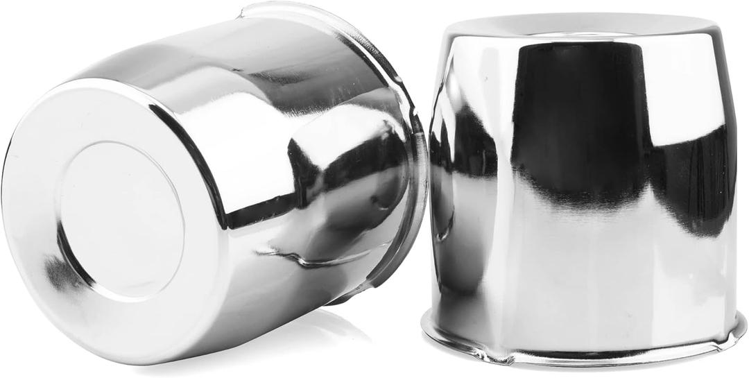 2Pcs 4.25inch Trailer Wheel Center Caps Push Thru 4.25" Bore 4.33" Tall for Wheel Rim, Chrome Silver Wheel Cover