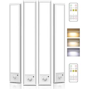 AMETHEUS 4Pack 12inch Under Cabinet Lighting, Rechargeable Motion Sensor Light Wireless Indoor, Dimmable 3 Color Temps Closet Lights with Remote, Indoor Under Counter LED Lights for Kitchen, Stairs