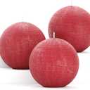 CANDWAX Set of 3 inch Round Ball Candles - Perfect as Christmas Decoration and as Spheres for Home Decor - Unscented Smokeless Dripless Long Burning Dark Red Candles