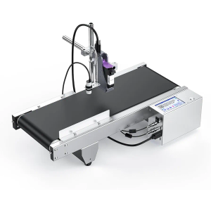 JS740 Inkjet Coding Machine with Mini Conveyor Belt, Automatic Online Inkjet Printer with 42ml Original Quick-Drying Ink, Industrial Batch Code Printer for Date/Barcode/QR Code/Number/Label