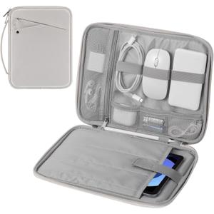 MoKo 9-11 Inch Tablet Sleeve Carrying Case with Handle, Padded Protective Travel Bag for New 11-inch iPad Air 3/Pro M5/ A16 2025, iPad 10. Gen/Air 5/4. 10.9, i-Pad 9/8. 10.2,Tab S9/S8 11, Gray & White