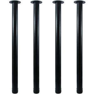 QLLY 32 inch Adjustable Tall Metal Desk Legs, Office Table Furniture Leg Set, Set of 4 (Black)